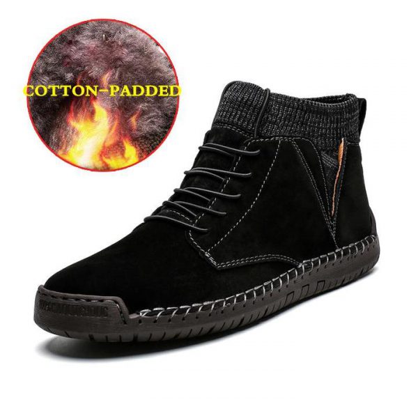 Men Suede Fabric Hand Stitching Warm Plush Lining Ankle Boots - Image 9