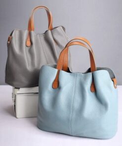 Two In One Leather Shopper Tote Bag