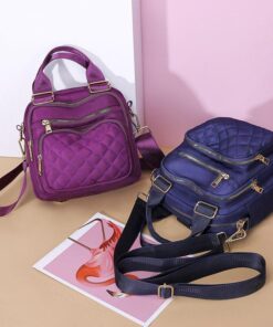 Women's Buckle Patchwork Zipper Casual Shoulder Bags