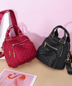 Women's Buckle Patchwork Zipper Casual Shoulder Bags