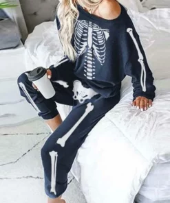 HALLOWEEN SKULL SLANTED SHOULDER SUIT