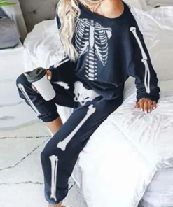 HALLOWEEN SKULL SLANTED SHOULDER SUIT