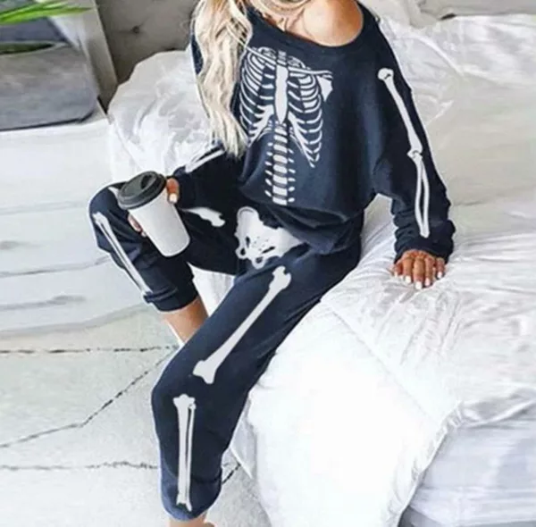 HALLOWEEN SKULL SLANTED SHOULDER SUIT