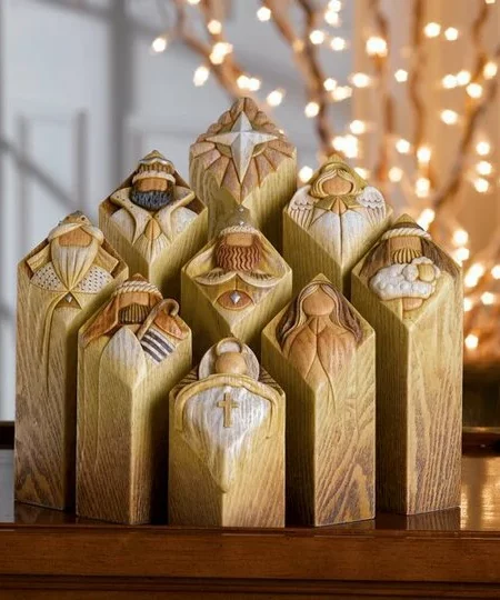 (🎄CHRISTMAS HOT SALE-50% OFF)Heaven Nativity Tree Pillar Statues Set（9Pcs）