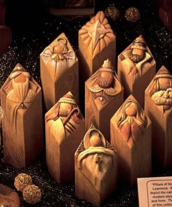 (🎄CHRISTMAS HOT SALE-50% OFF)Heaven Nativity Tree Pillar Statues Set（9Pcs）