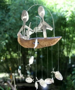 (🔥Hot Sale - 48% OFF)Fishing Man Spoon Fish Sculpture Wind Chime