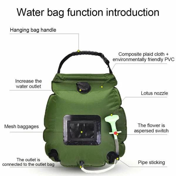 ELAGO Portable Solar Shower Bag for Camping 5 gallons/20L