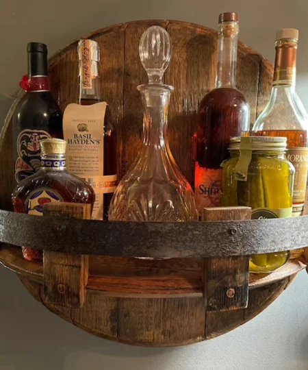 NEW YEARS SALE - 50% OFF - Bourbon Whiskey Barrel Shelf