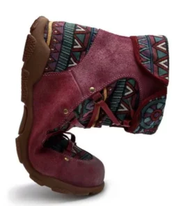 Ladies' Vintage Jacquard Stitching Short Martin Boots