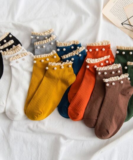 (🎉EARLY NEW YEAR SALE - 48% OFF) New Fashion Spring Lace Pearl Socks(One Size Fit All) - BUY 8 GET EXTRA 20%OFF