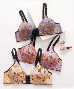 🔥Women's front buckle gathered print bra🔥🔥🔥