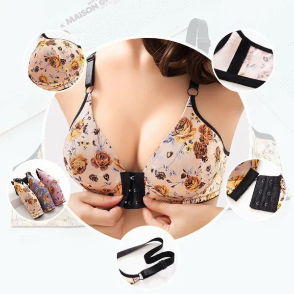 🔥Women's front buckle gathered print bra🔥🔥🔥