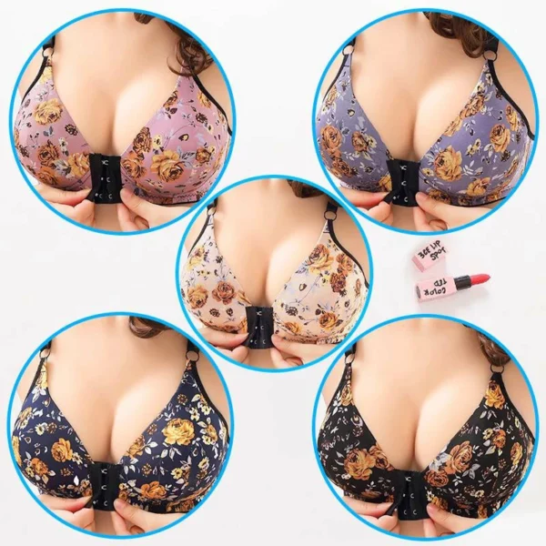 🔥Women's front buckle gathered print bra🔥🔥🔥