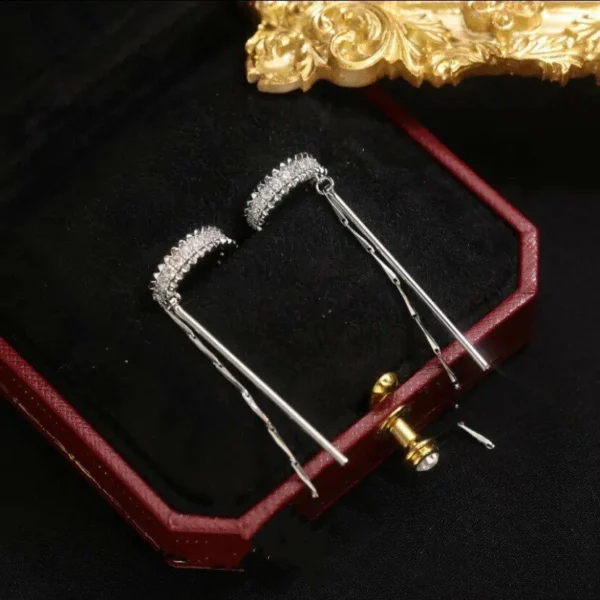 (2022 New Year Hot Sale - 50% Off Now) Cube Molecular Tassel Long Ear Clip (BUY 4 GET 20% OFF NOW)