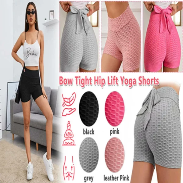 BOW TIGHT HIP LIFT YOGA SHORTS