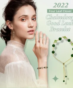 2022 Four Leaf Clover Chalcedony Good Luck Bracelet