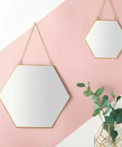 1 Piece Bathroom Hanging Mirror Geometric Shape Nordic Style Simple Hanging Mirror