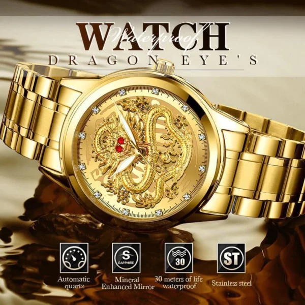 ✨FATHER\'S DAY PROMOTION- 50%OFF✨EMBOSSED GOLDEN DRAGON WATCH