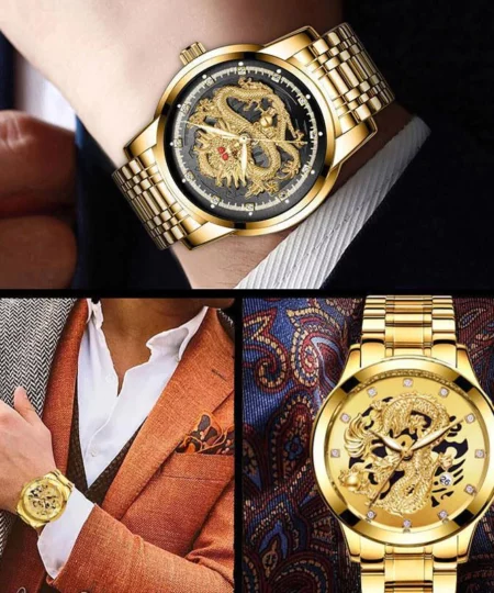 ✨FATHER\'S DAY PROMOTION- 50%OFF✨EMBOSSED GOLDEN DRAGON WATCH