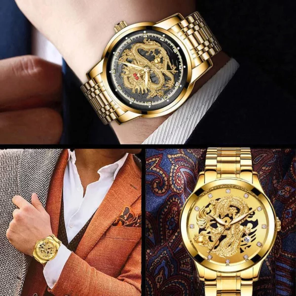 ✨FATHER\'S DAY PROMOTION- 50%OFF✨EMBOSSED GOLDEN DRAGON WATCH