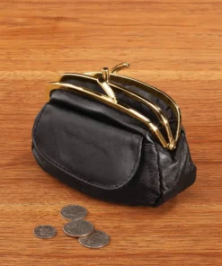 Dual Clasp Leather Coin Purse