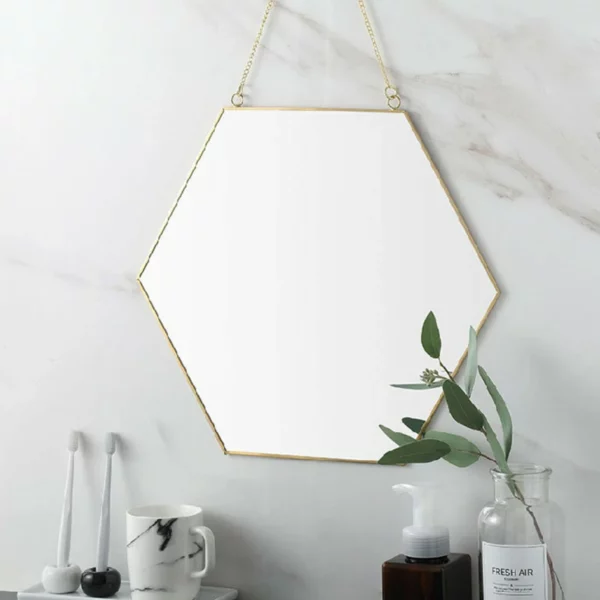 1 Piece Bathroom Hanging Mirror Geometric Shape Nordic Style Simple Hanging Mirror