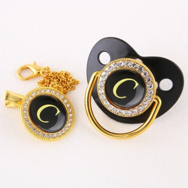 Alphabet Pacifier Black & Gold