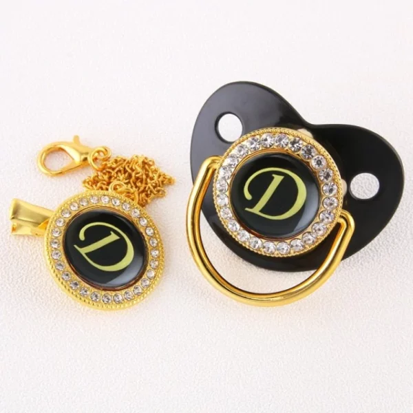 Alphabet Pacifier Black & Gold