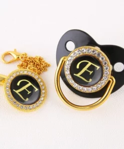 Alphabet Pacifier Black & Gold