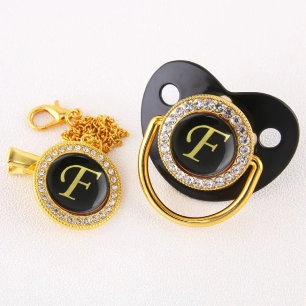 Alphabet Pacifier Black & Gold