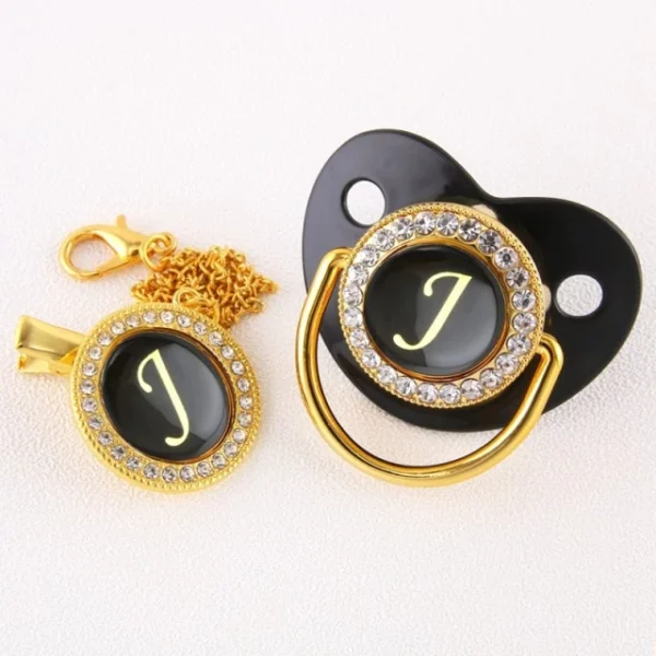 Alphabet Pacifier Black & Gold