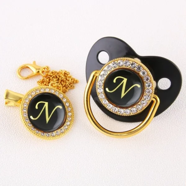 Alphabet Pacifier Black & Gold