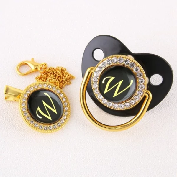 Alphabet Pacifier Black & Gold