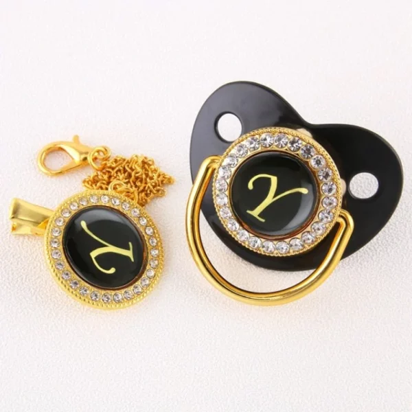 Alphabet Pacifier Black & Gold