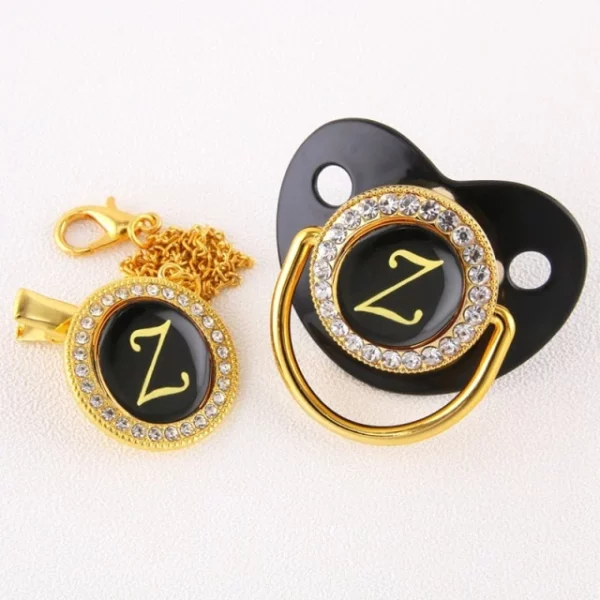 Alphabet Pacifier Black & Gold