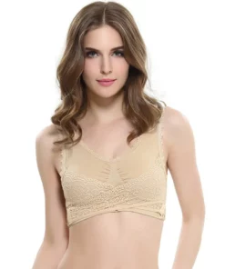 Front Cross Side Buckle Lace Bra