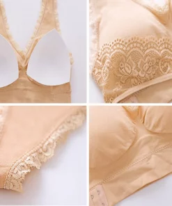 Front Cross Side Buckle Lace Bra