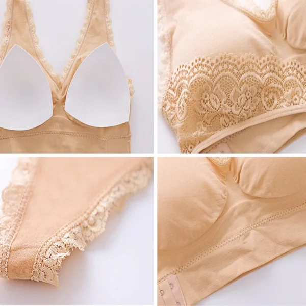 Front Cross Side Buckle Lace Bra