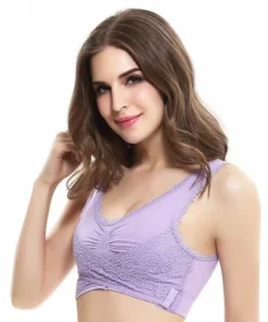 Front Cross Side Buckle Lace Bra