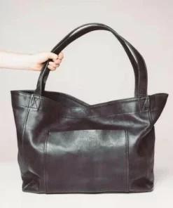 Women's Large Soft Leather Tote Bag With Pocket