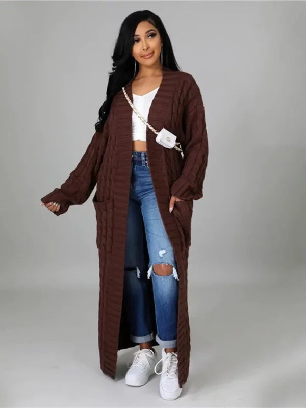 Trending Cable Knit Cardigan With Dual Pocket