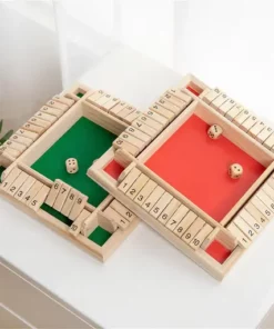 Wooden Board Game with Dice and Numbers