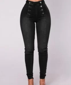 Double Breasted High Waist Skinny Jeans