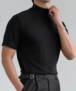 Mens High Neck Slim Fit T-shirt