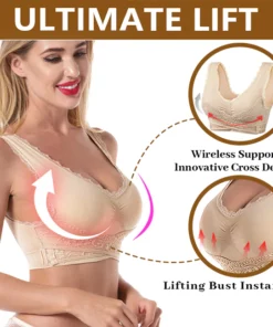 Adjustable Energy Field Front Strap Crossover Push-Up Lace Bra