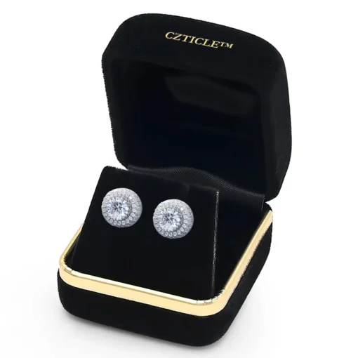 CZTICLE™ Boucles d'oreilles de thérapie magnétique en diamant bleu incolore