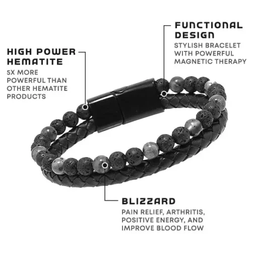 Histone Natural Agate Stone Leather Beaded Bracelet - Image 3